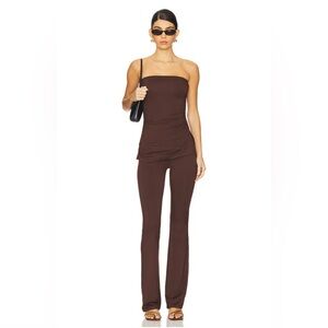 Superdown Chocolate Strapless Jumpsuit